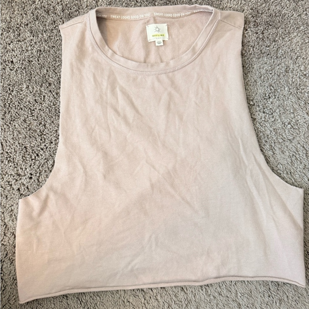 AERIE OFFLINE MAUVE CROPPED SLEEVELESS TOP